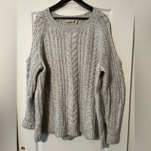 Soft Surroundings Cold Shoulder Cable Knit Sweater